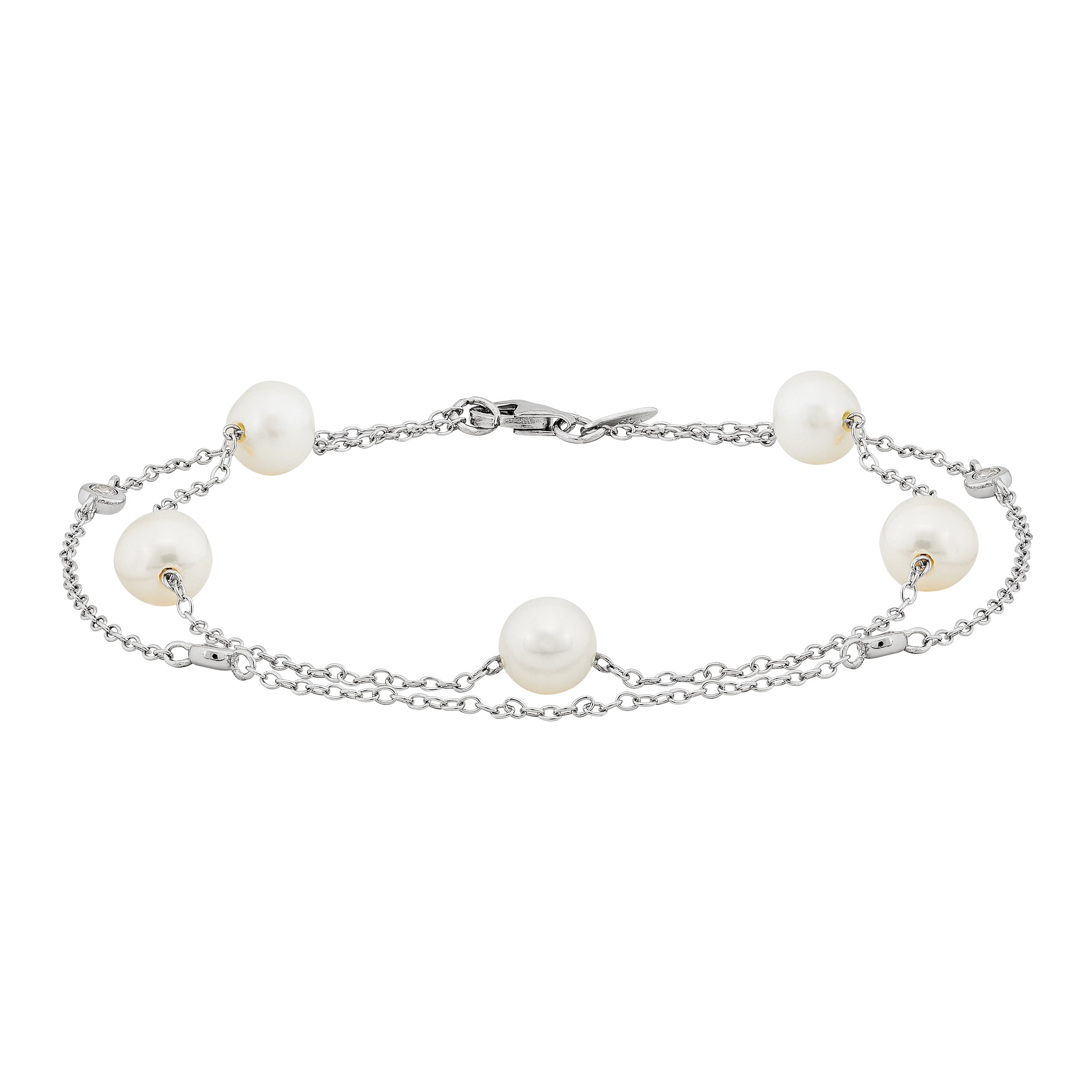 Sterling Silver Pearl & CZ Bracelet. Sterling Silver Pearl & CZ Bracelet.