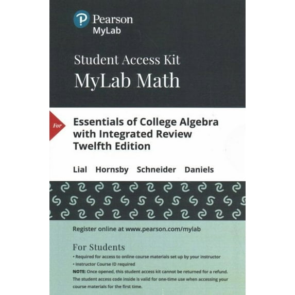 Essentials of College Algebra with Integrated Review -- MyLab Math with Pearson eText Access Code, 9780135190418, 013519041X, Paperback, 12 edition