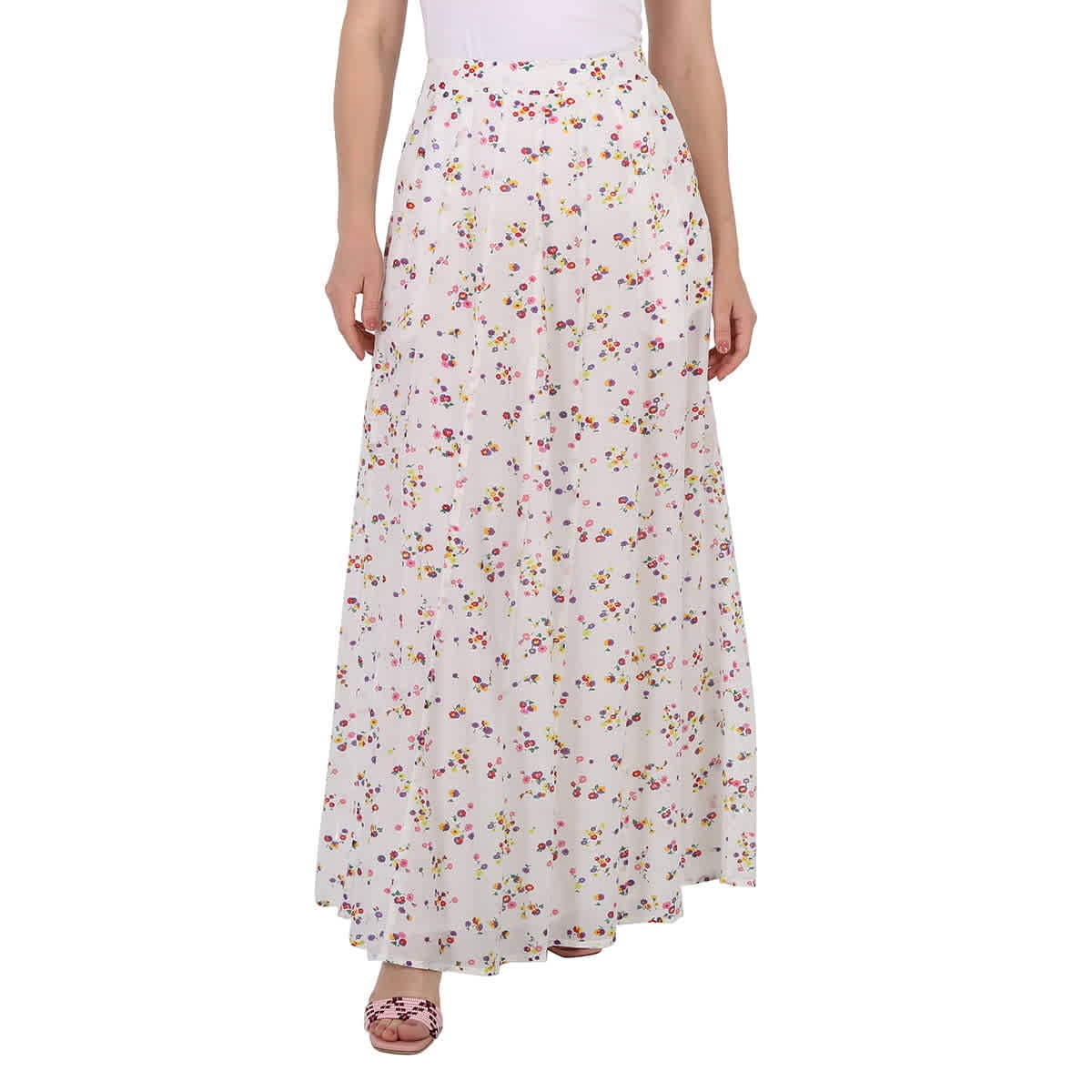スカート MARNI Women Skirts LGOMA0745A0UTC520LUW01 White Marni Ladies Floral-print Straight Skirt, Brand Size 40 (US