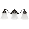 thumbnail image 1 of Essentix Traditional Three Light Curved Metal & Alabaster White Glass Shade Vanity Uplight Downlight Wall Mounted Fixture, Oil Rubbed Bronze, 1 of 1