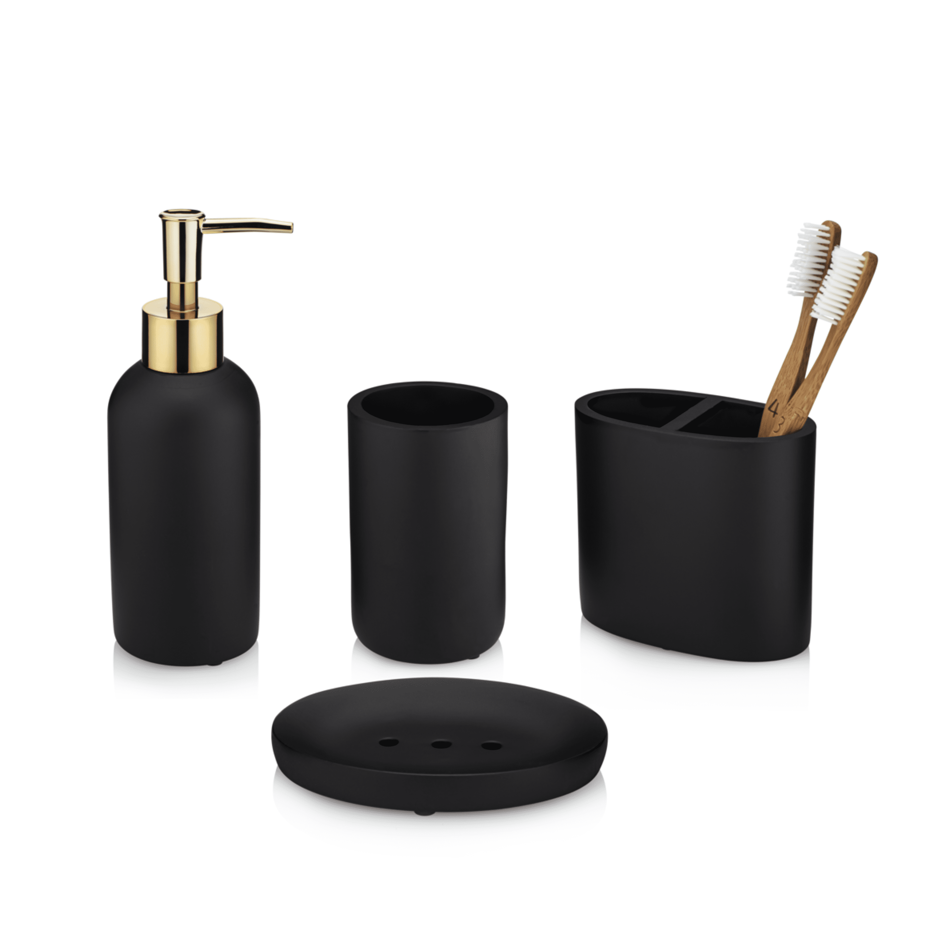 Essentra Home Matte Black Bathroom Accessory Set. Complete Set Includes ...