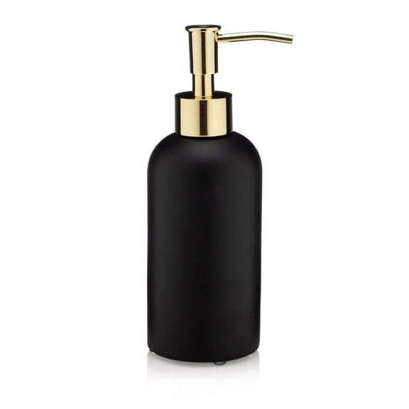 Essentra Home Matte Black Liquid Soap Dispenser with Gold Pump for Bathroom, Bedroom or Kitchen. Great for Hand Lotions and Essential Oils. 10 Fluid Ounce