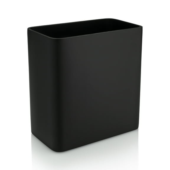 Essentra Home Matte Black Rectangular Trash Can for Home Office, Bedroom, Bathroom, Kitchen - 2.4 Gallon, 9 Liter Capacity - Fits in Narrow, Compact Spaces - Stable, Durable Polyresin