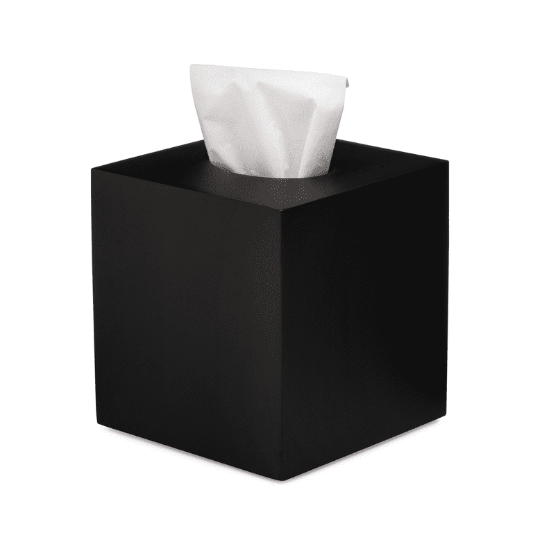 Essentra Home Matte Black Tissue Box Cover, Square Design