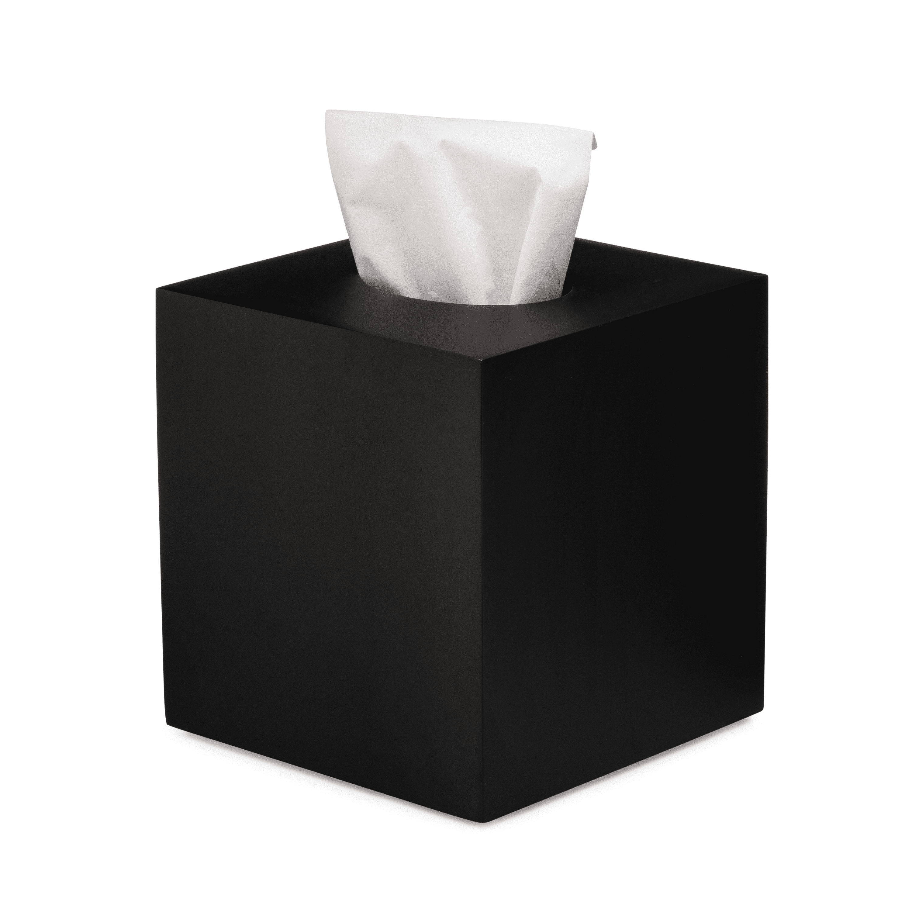 Essentra Home Rectangular Tissue Box Cover – Heavy Facial Tissue Box Cover  with Modern Matte Black Finish – Matte Black Collection