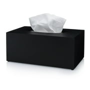 Essentra Home Rectangular Tissue Box Cover – Heavy Facial Tissue Box Cover with Modern Matte Black Finish – Matte Black Collection