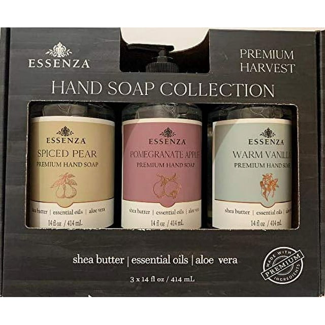 Essenza Hand Soap Variety Spiced Pear, Pomegranate Apple, Warm Vanilla, 3/14 oz