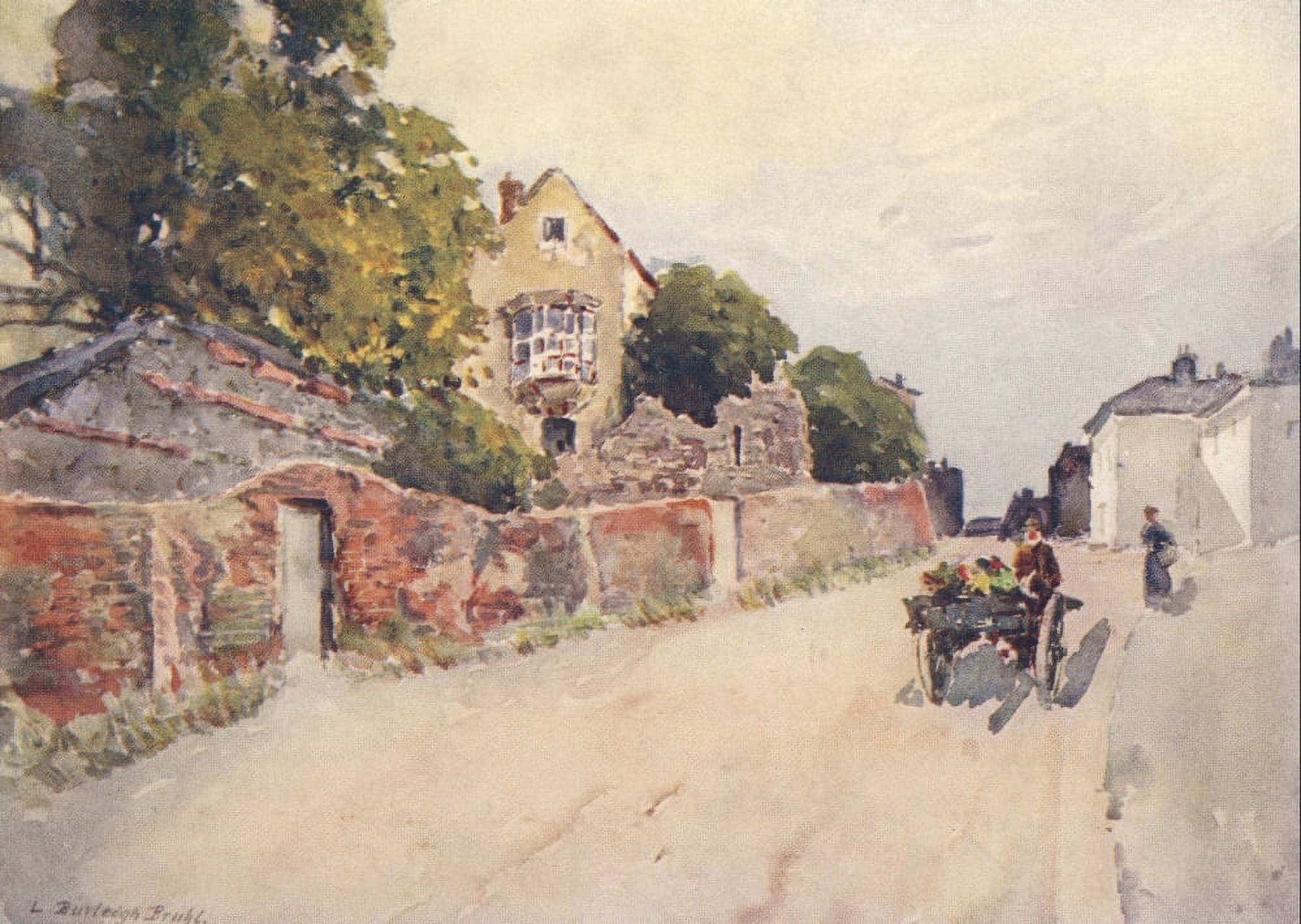 Essex 1909 Balkerne Gate on Roman Wall Colchester Canvas Art - Louis Burleigh Bruhl (24 x 36)