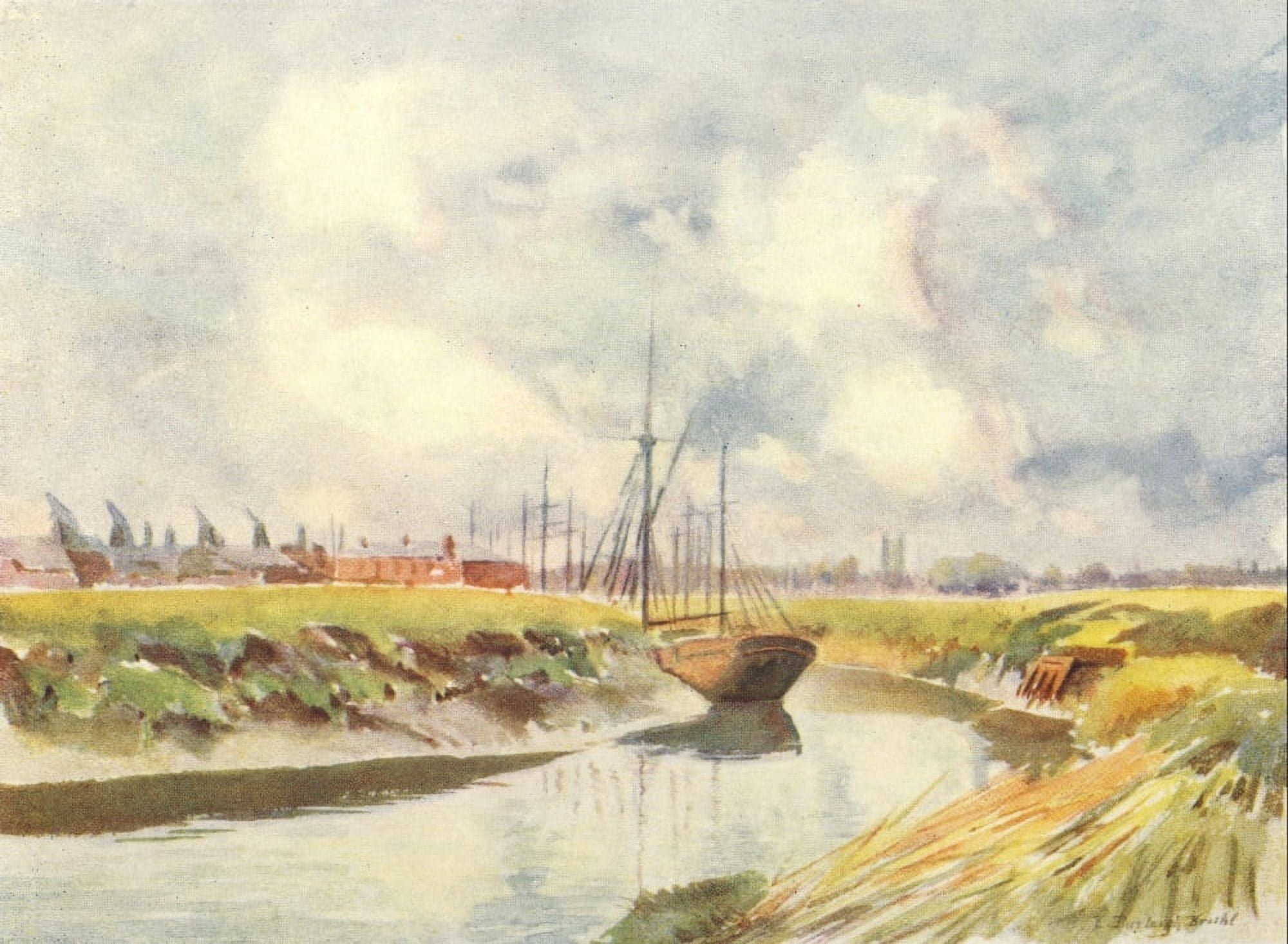 Essex 1909 Colchester from Hythe Canvas Art - Louis Burleigh Bruhl (18 x 24)