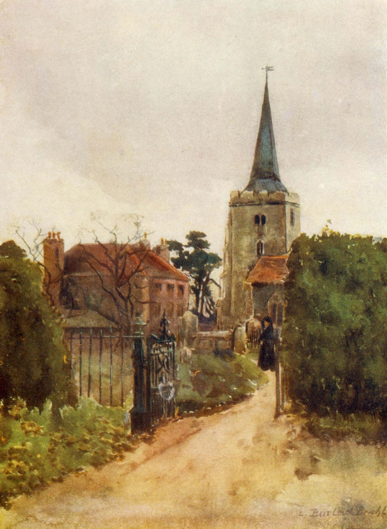 Essex 1909 Danbury Church Canvas Art - Louis Burleigh Bruhl (24 x 36)