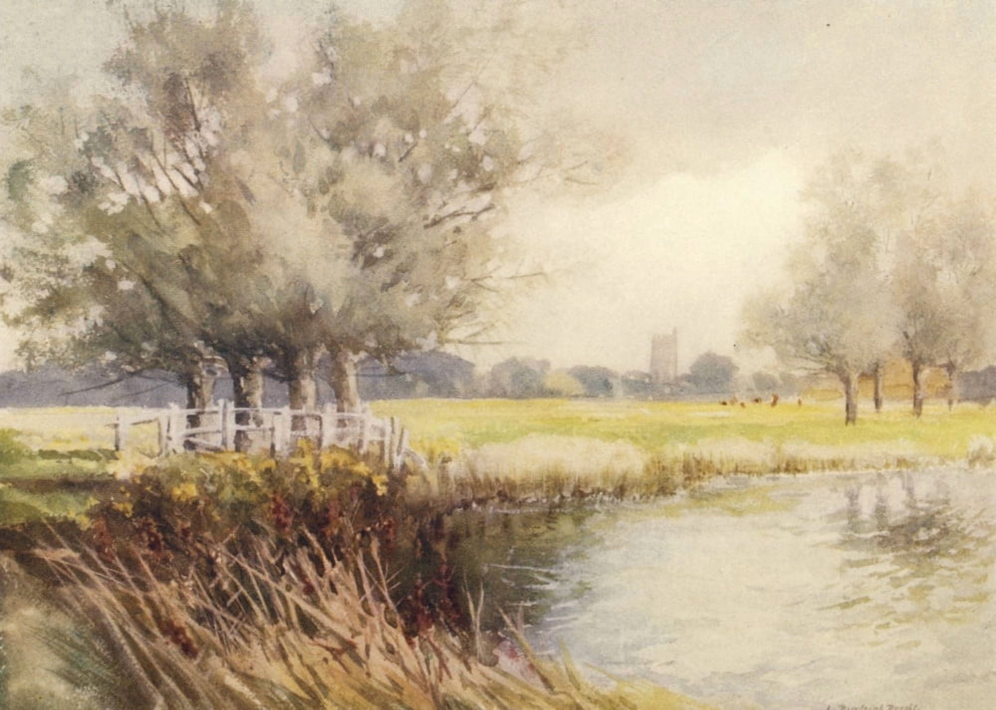 Essex 1909 Dedham from the Stour Canvas Art - Louis Burleigh Bruhl (18 x 24)