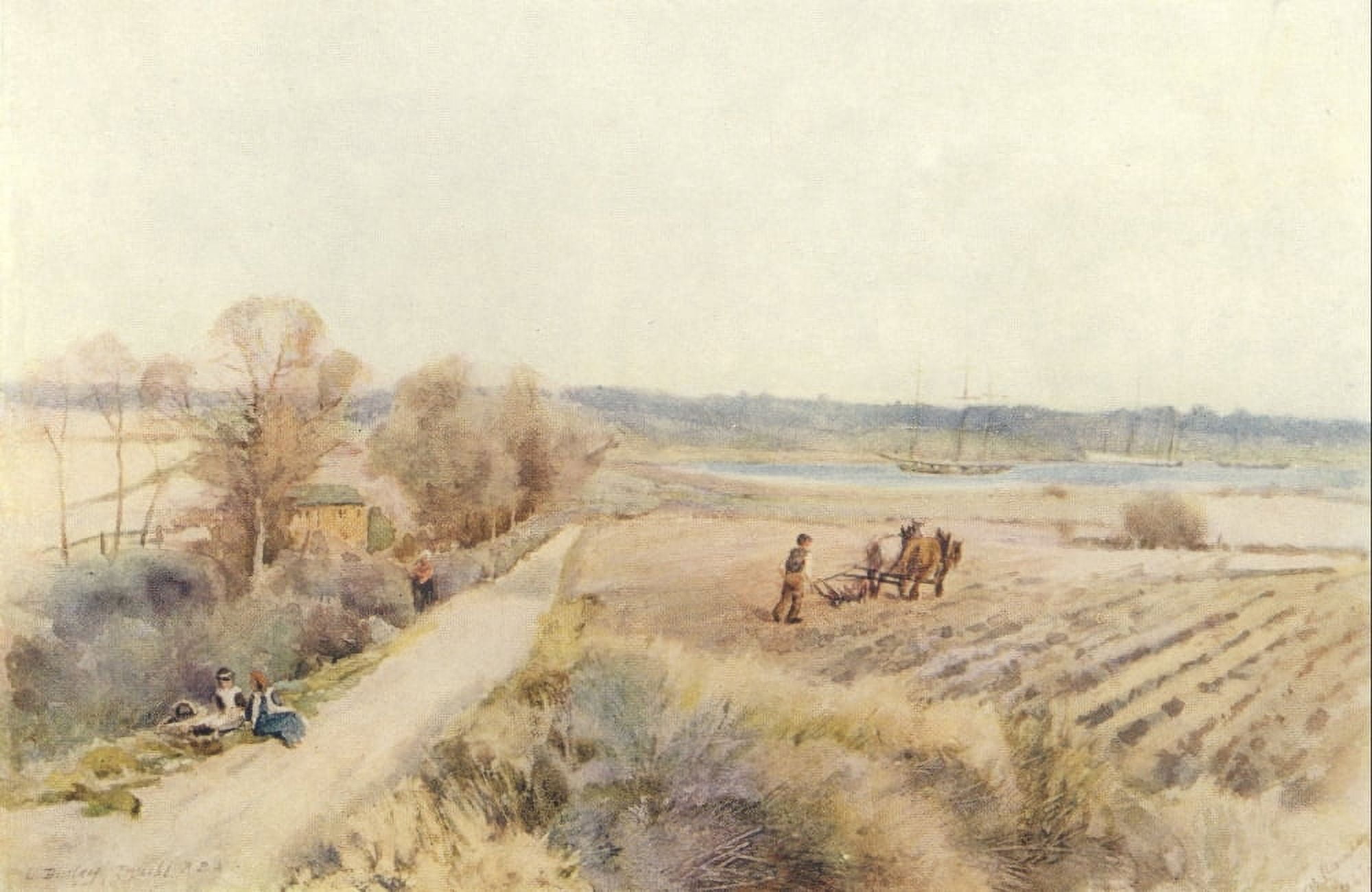 Essex 1909 Estuary from the Stour Canvas Art - Louis Burleigh Bruhl (24 x 36)