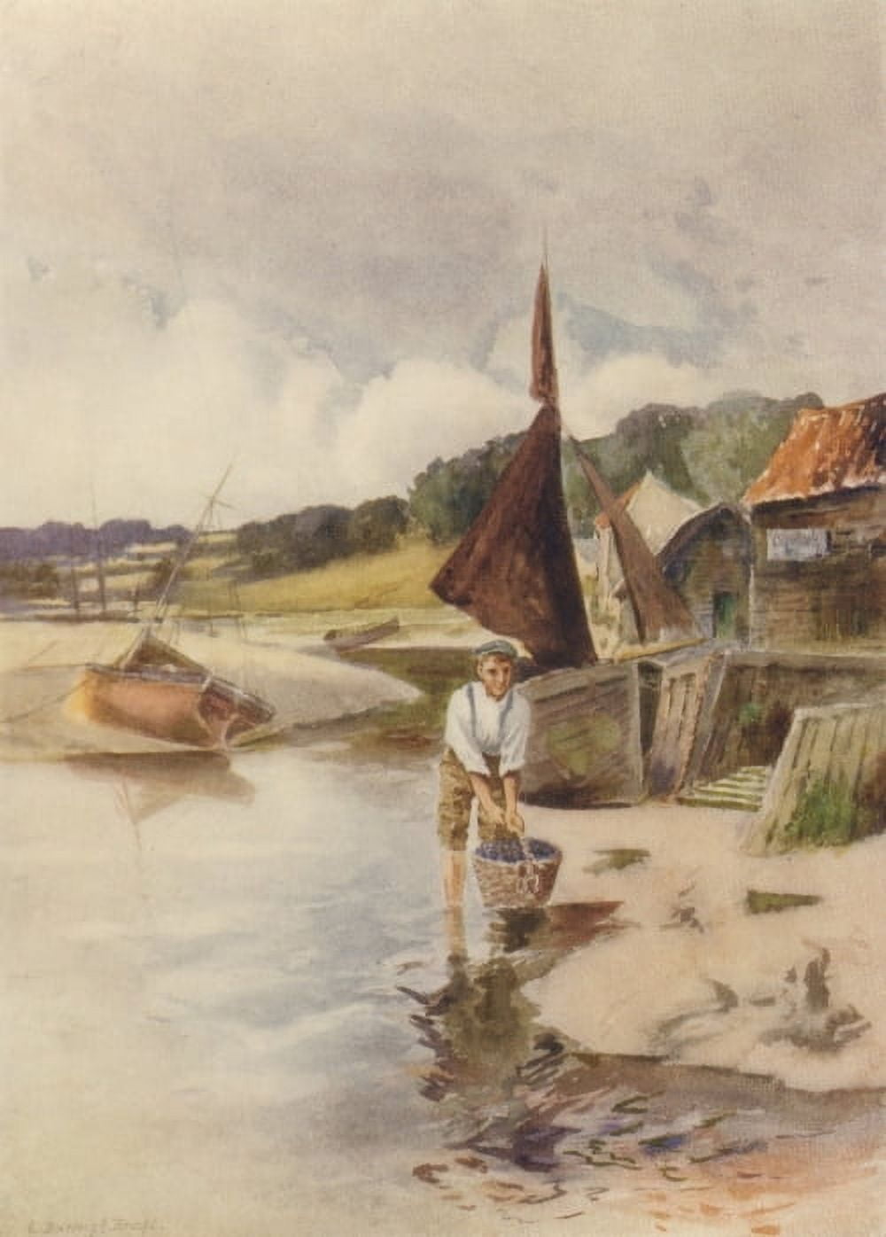 Essex 1909 Leigh Creek Cockles Canvas Art - Louis Burleigh Bruhl (18 x 24)