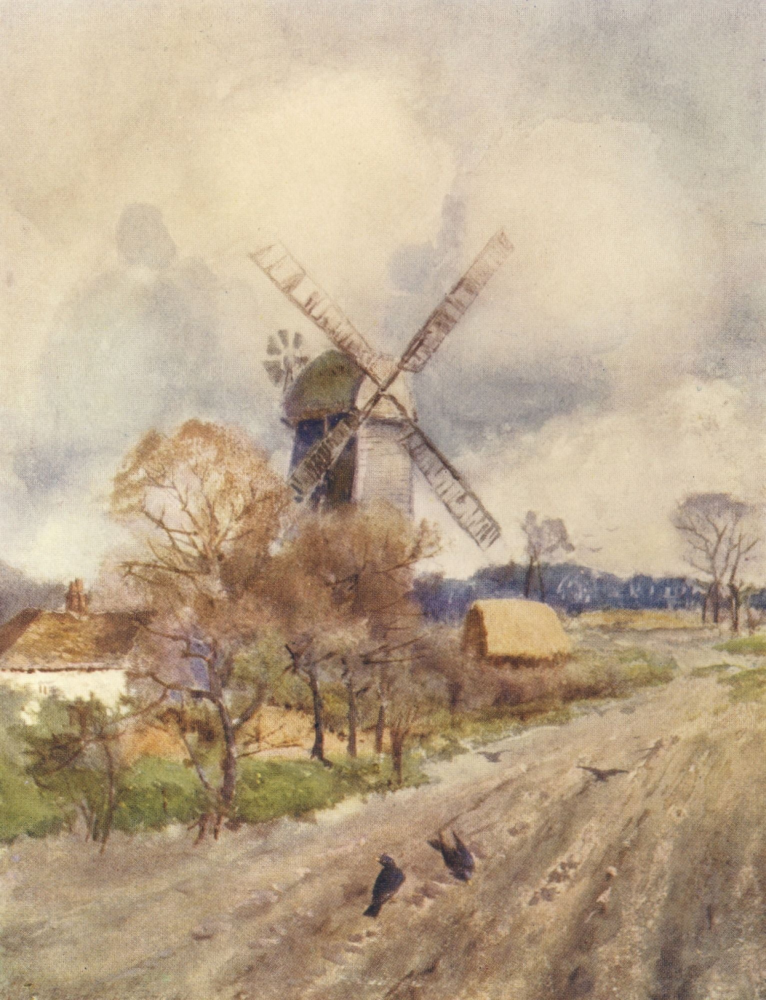 Essex 1909 Marks Gate Mill near Romford Canvas Art - Louis Burleigh Bruhl (18 x 24)