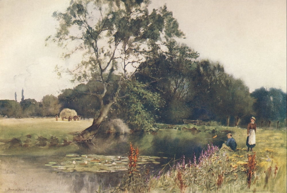 Essex 1909 On the Roding near Ongar Canvas Art - Louis Burleigh Bruhl (24 x 36)