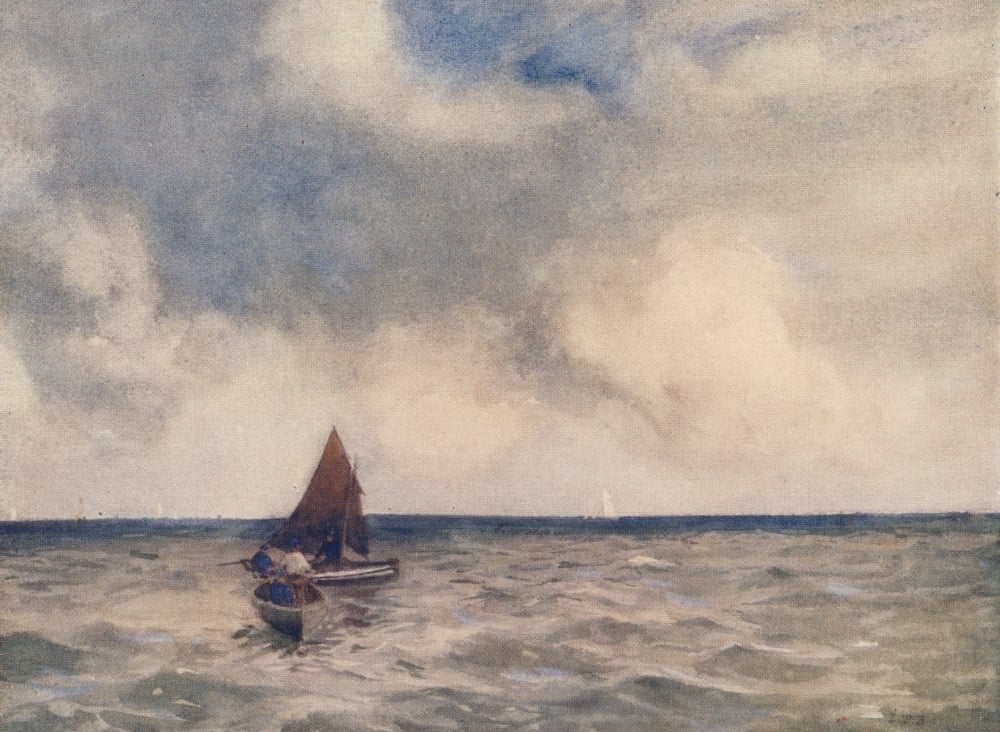 Essex 1909 Shoeburyness evening breeze Canvas Art - Louis Burleigh Bruhl (18 x 24)