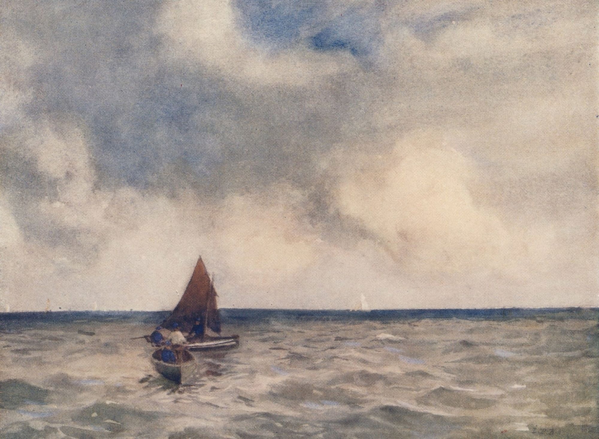 Essex 1909 Shoeburyness evening breeze Canvas Art - Louis Burleigh Bruhl (24 x 36)