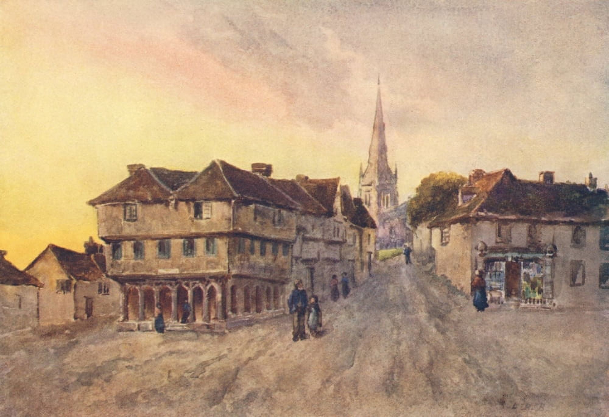 Essex 1909 Thaxted Moot Hall Canvas Art - Louis Burleigh Bruhl (24 x 36)