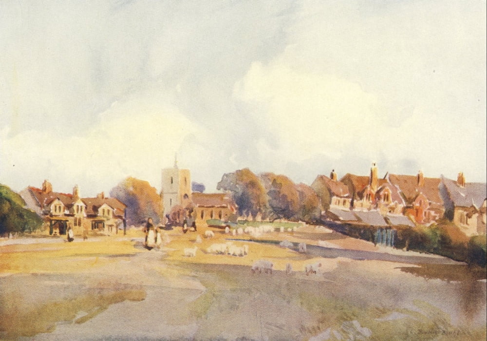 Essex 1909 Village Green Upper Dovercourt Canvas Art - Louis Burleigh Bruhl (24 x 36)