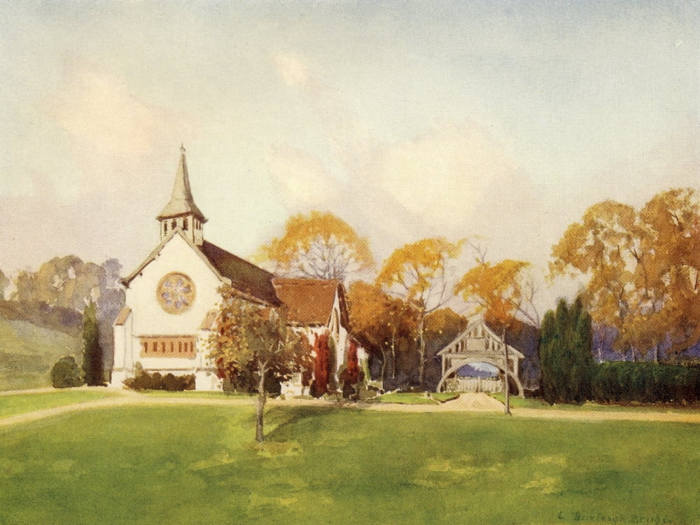 Essex 1909 Warley Memorial Church Canvas Art - Louis Burleigh Bruhl (24 x 36)