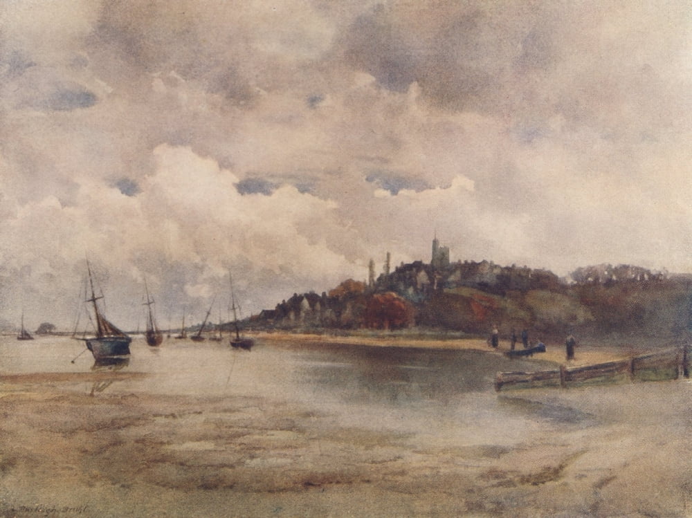 Essex 1909 Westcliff-on-Sea half-tide Canvas Art - Louis Burleigh Bruhl (18 x 24)