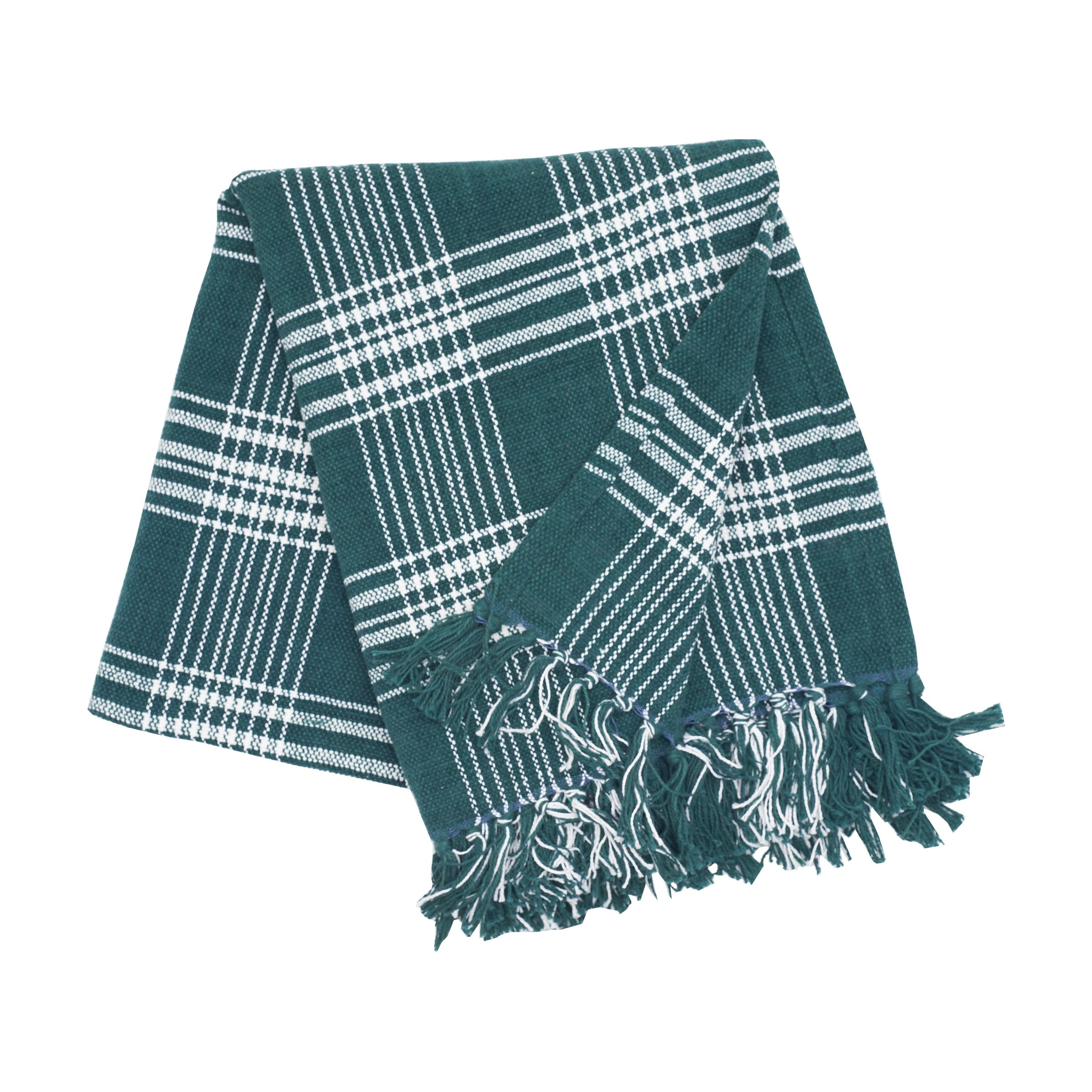 Evergreen Woven Cotton Throw Blanket with Fringe