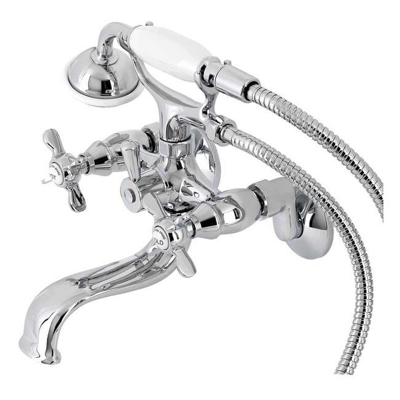 Polished Chrome Wall Mount Clawfoot Tub Faucet with Hand Shower
