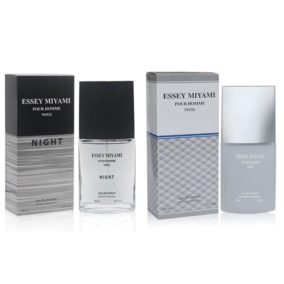 Essey Night&Miyami Eau De Toilette, Cologne for Men, Fresh, Romantic, Fruity Scent, Woody, Luxury Scent with Long Lasting Fragrance 100ml*2