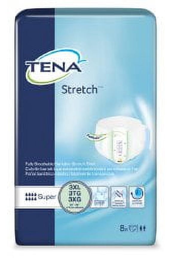 HMS North America Inc Adult Incontinent Brief TENA Stretch Bariatric Tab Closure 3X-Large Disposable Heavy Absorbency Bag of 8