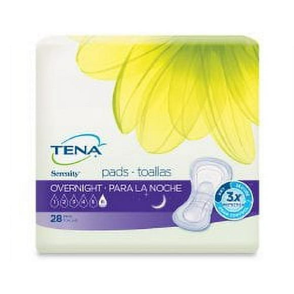 Essity HMS North America Inc Bladder Control Pad TENA IntimatesOvernight 16 Inch Length Heavy Absorbency Dry-Fast Core One Size Fits Most Female Disposable Bag of 28