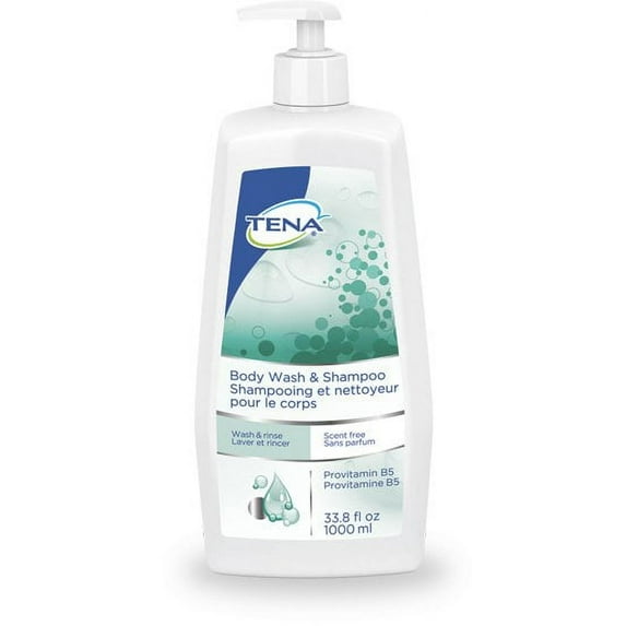 Essity HMS North America Inc Shampoo and Body Wash TENA 1,000 mL Pump Bottle Unscented Each of 1