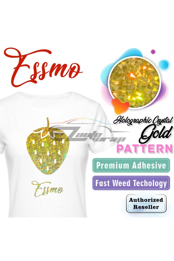 ™ Holographic Crystal Gold Heat Transfer Vinyl HTV T-Shirt Iron Press SP07