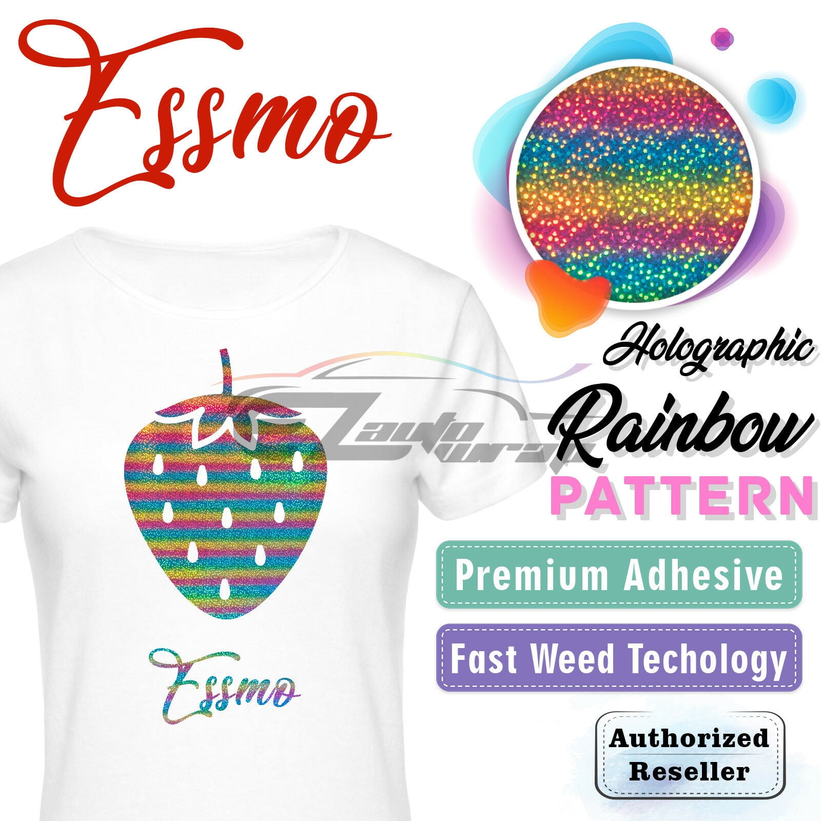 Essmo™ Holographic Glitter Rainbow Heat Transfer Vinyl HTV Iron Heat Press SP14 20"x84"