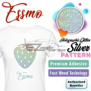 Essmo  Holographic Glitter Silver Heat Transfer Vinyl HTV TShirt 20" Iron Press SP12 20"x12"