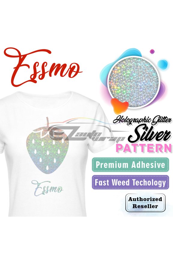 ™ Holographic Glitter Silver Heat Transfer Vinyl HTV TShirt 20" Iron Press SP12 20"x12"