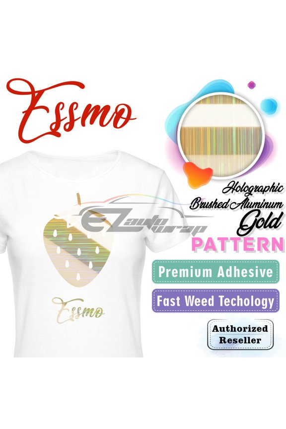 ™ Holographic Gold Aluminum Heat Transfer Vinyl HTV T-Shirt 20" Iron Press SP03 20"x12"