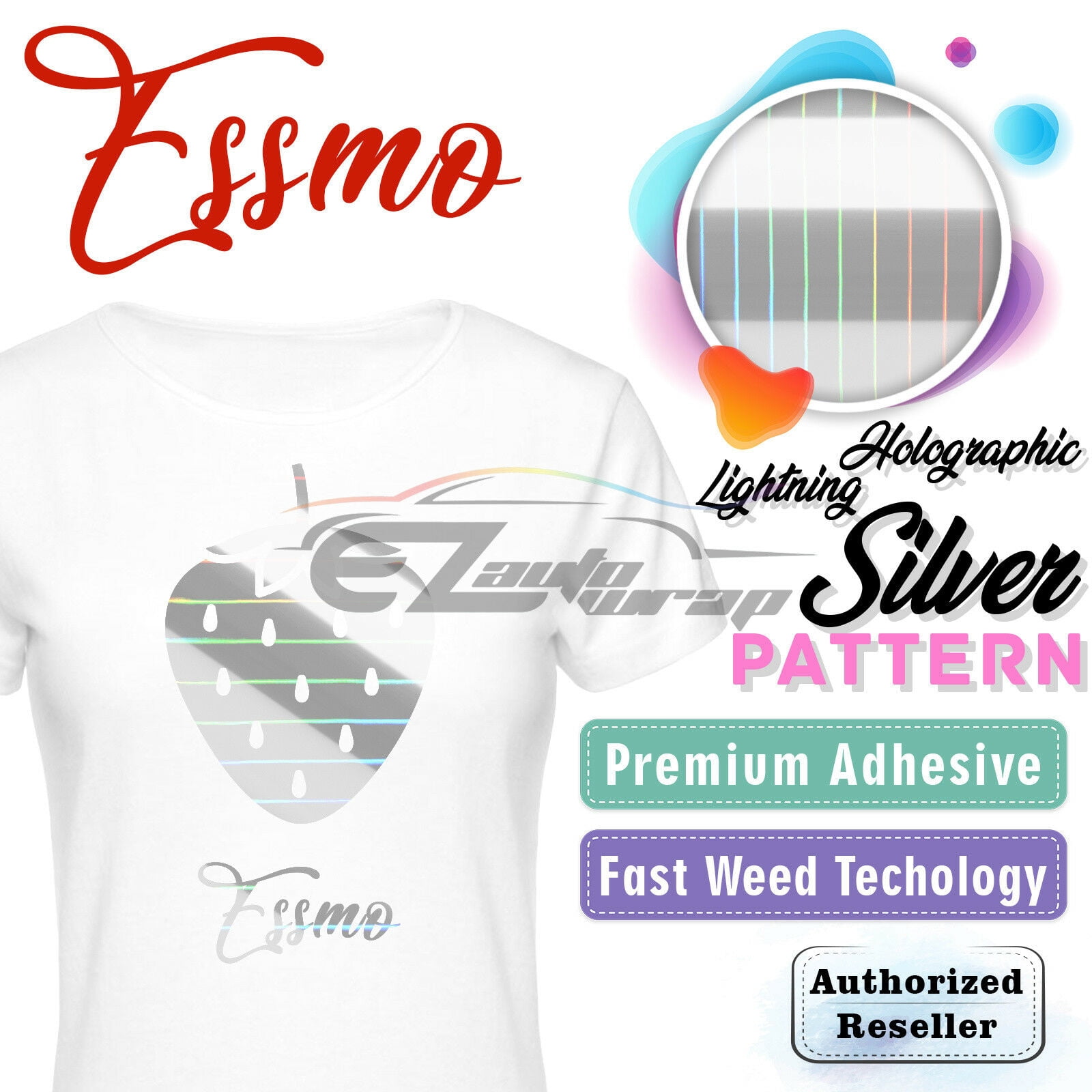 Essmo™ Holographic Lightning Heat Transfer Vinyl HTV T-Shirt 20" Iron On Press SP13 20"x60"