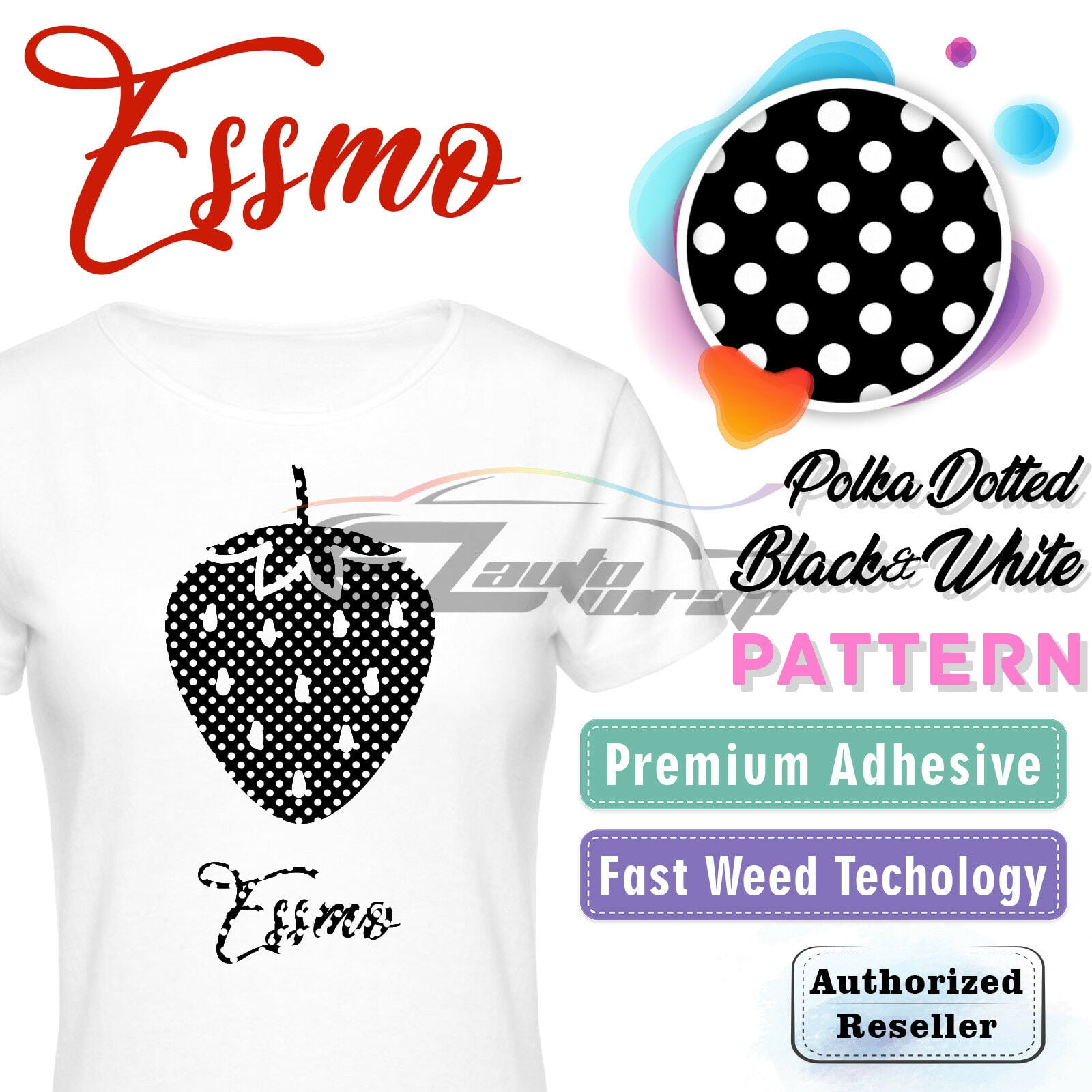 Essmo™ Polka Dotted Black White Heat Transfer Vinyl HTV Iron On Heat Press SP20 20"x60"