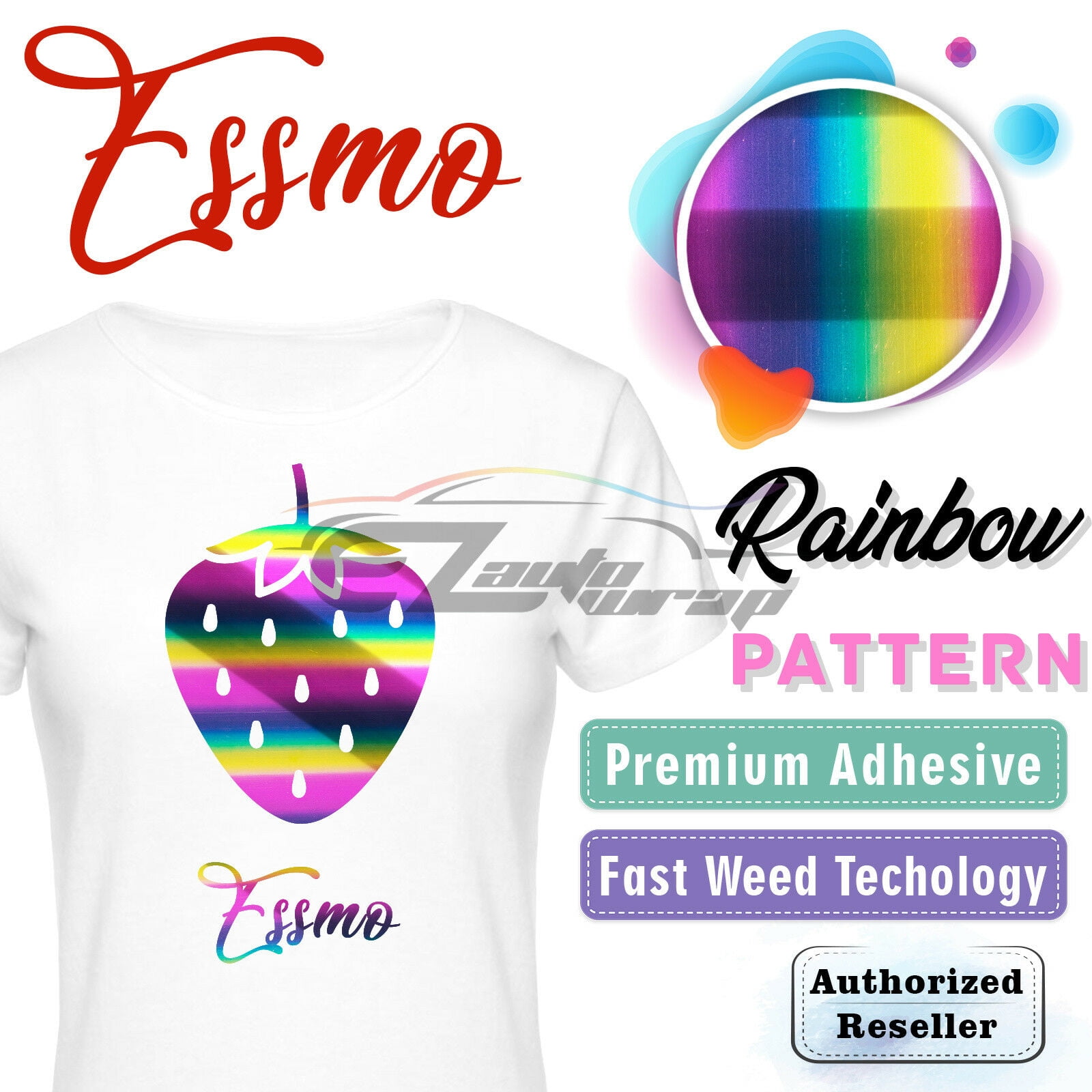 Essmo™ Rainbow Pattern Heat Transfer Vinyl HTV T-Shirt 20" Iron Heat Press SP21 20"x60"