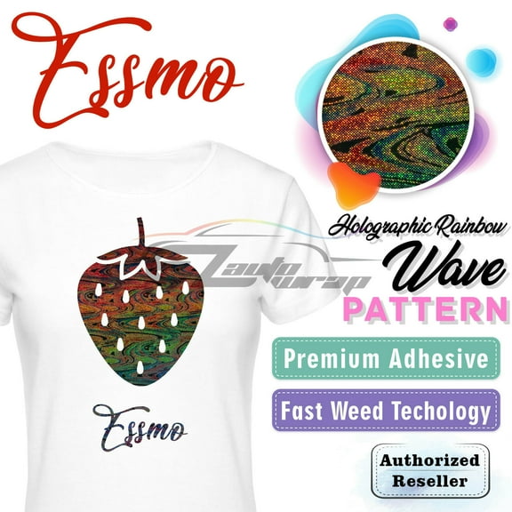 Essmo™ Rainbow Wave Heat Transfer Vinyl HTV T-Shirt 20" Iron On Heat Press SP15 20"x12"