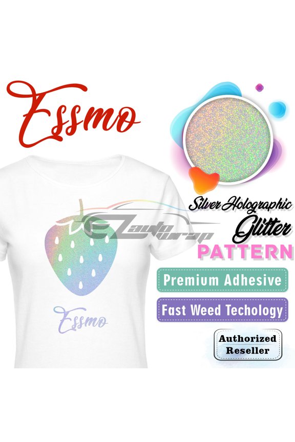 ™ Silver Holographic Glitter Heat Transfer Vinyl HTV TShirt 20" Iron Press SP22 20"x12"