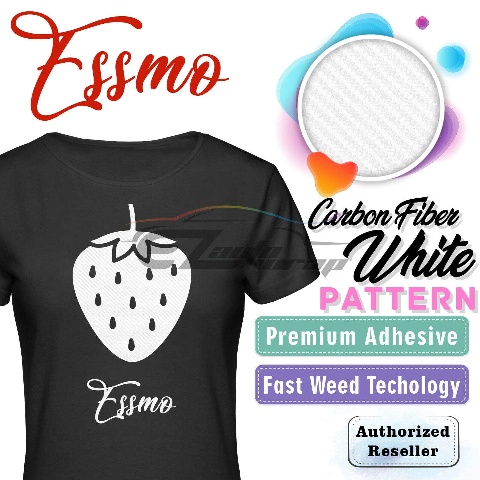 Essmo White Carbon Fiber Heat Transfer Vinyl HTV T-Shirt 20" Iron On Heat Press SP28 20"x60"