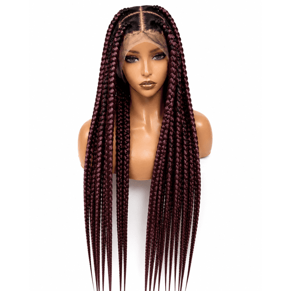 EssyLuxe 30 Inch Knotless Braided Full Lace Wig for Women Glueless Ready to Wear Box Braids Wig with Adjustable Strap Baby Hair