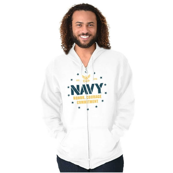 Est 1775 Navy Honor Courage Commit Zip Up Hoodie Men's Women's Brisco Brands L