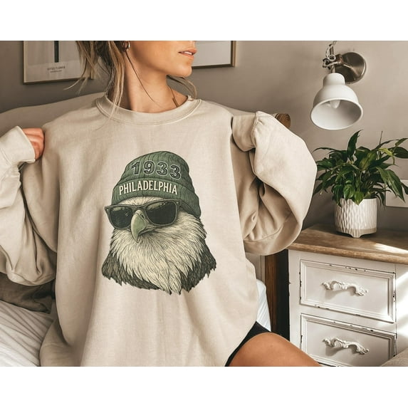 Est 1933 Philadelphia Football Mascot With Glasses Vintage Crewneck Sweatshirt, Retro Eagle Apparel, Philly Football Unisex Hoodie,Eagle Tee TSHIRT All Size S-5XL