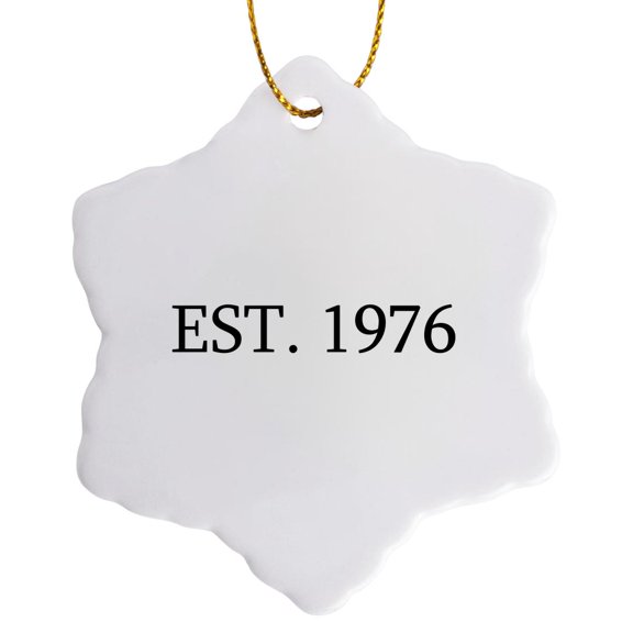 3drose, Est. 1976 - Established in 1976 - Personal Birth Year. Personalized Year You Were Born - Black Text, 3 inch Snowflake Porcelain Ornament