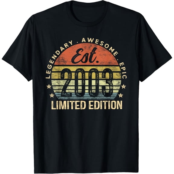 Est 2003 Limited Edition 21st Birthday Gifts 21 Year Old T-ShirtMen and women, Black T-shirt, size: Extra large