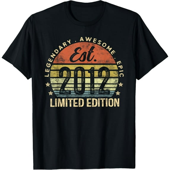 Est 2012 Limited Edition 12th Birthday Gifts 12 Year Old T-Shirt mens t shirt,black,women,funny,misfits,men,journey