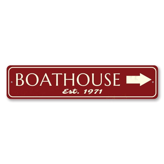 Est Date Boat House Sign, Arrow Established Date Sign, Custom Lake Lover Sign, Lake House Aluminum Decor - 4x18 inches