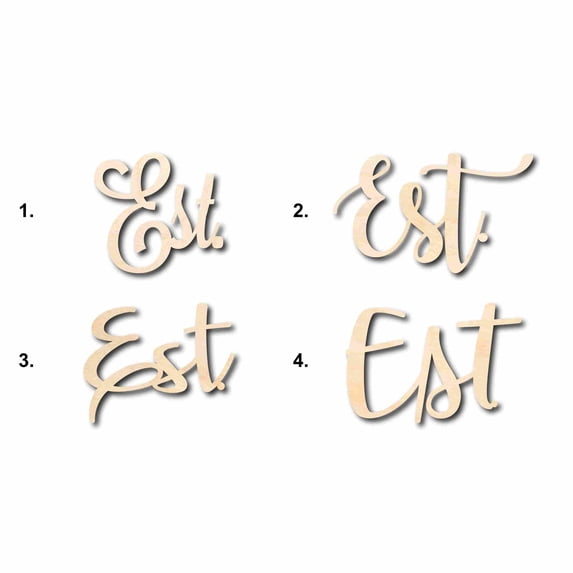Est. Sign Unfinished Wood Cutout Home Decor DIY Option 1- 12" Wide / 1/4"